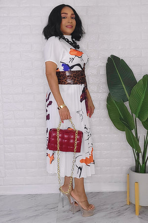 012524 The White Burgundy Print Skirt Set