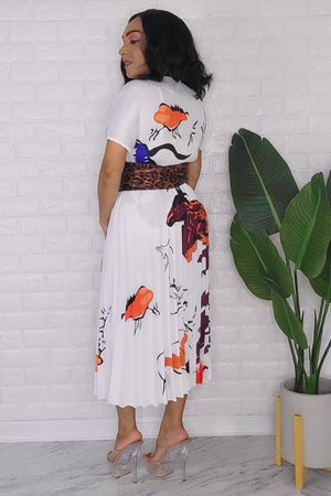 012524 The White Burgundy Print Skirt Set