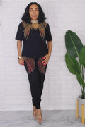 020824 The Black Pant and Top Set with Rhinestones