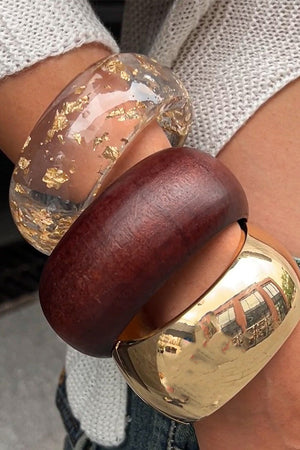 052725 Bold Wide Resin Gold-plated Bangle Set of 3