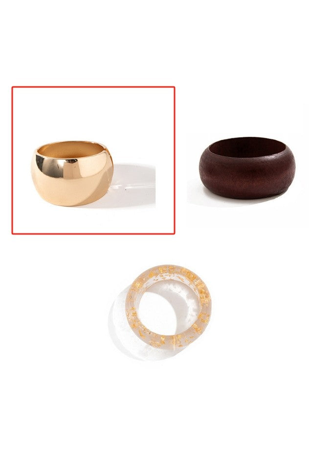 052725 Bold Wide Resin Gold-plated Bangle Set of 3
