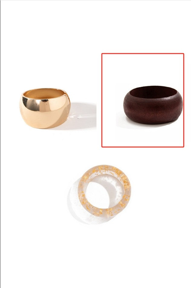 052725 Bold Wide Resin Gold-plated Bangle Set of 3