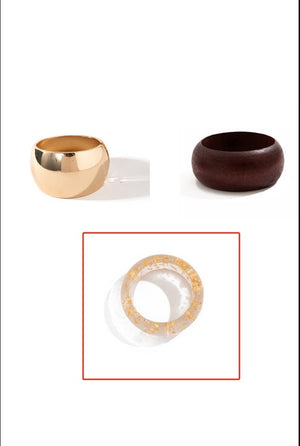052725 Bold Wide Resin Gold-plated Bangle Set of 3