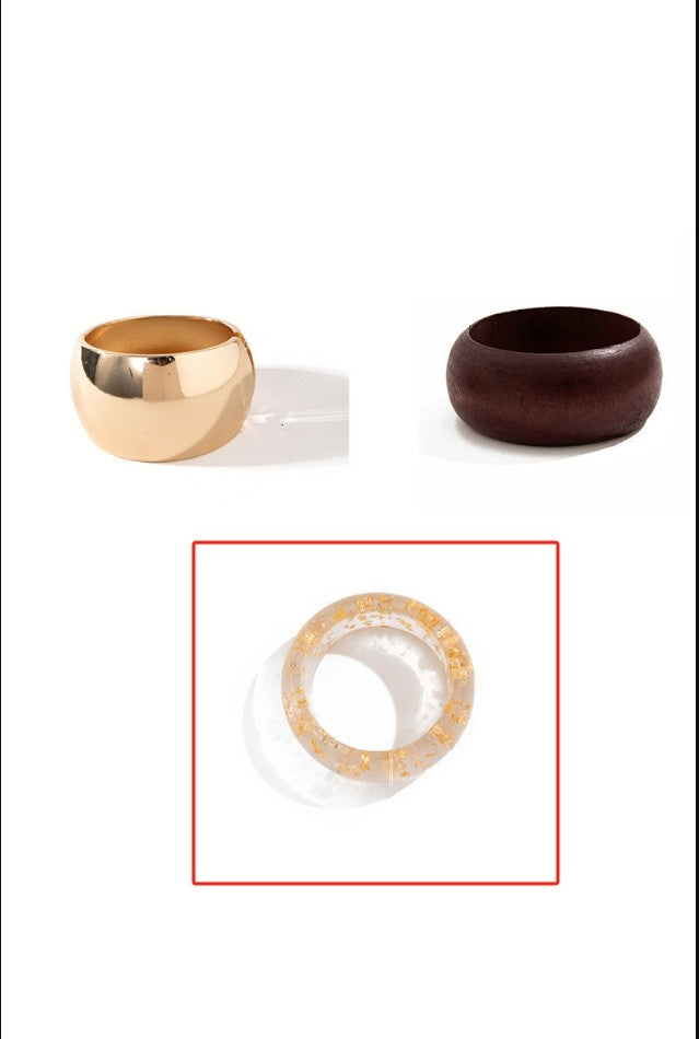 052725 Bold Wide Resin Gold-plated Bangle Set of 3