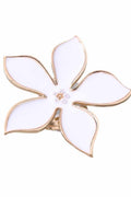 052725 Metal White Flower Five-petal Bloom Open Ring