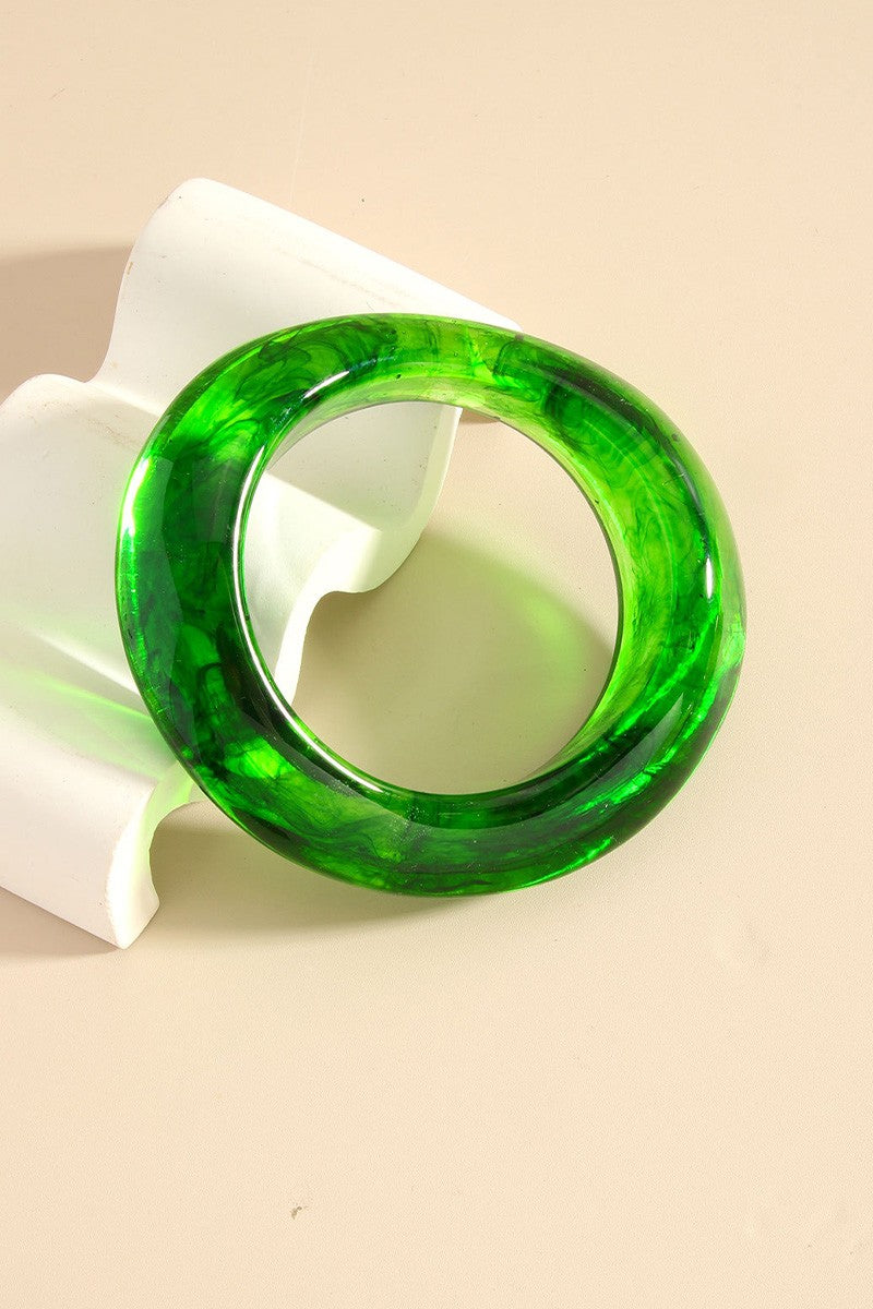 052725 Multicolor Resin Irregular Curved Bangle