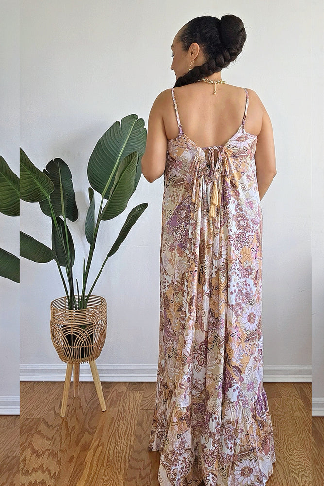 051625 Multi Sleeveless Open Back Floral Print Maxi Dress