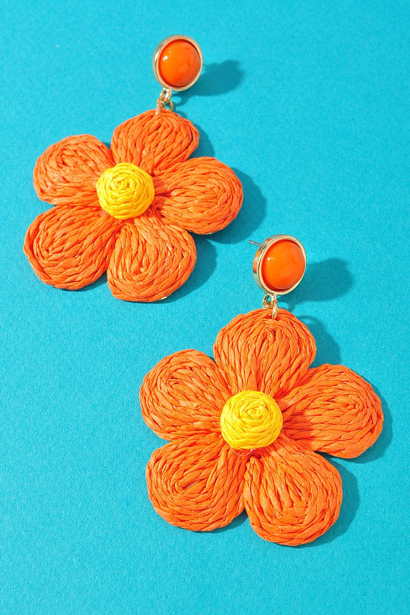 061025 Flower Thread Post Dangle Earrings
