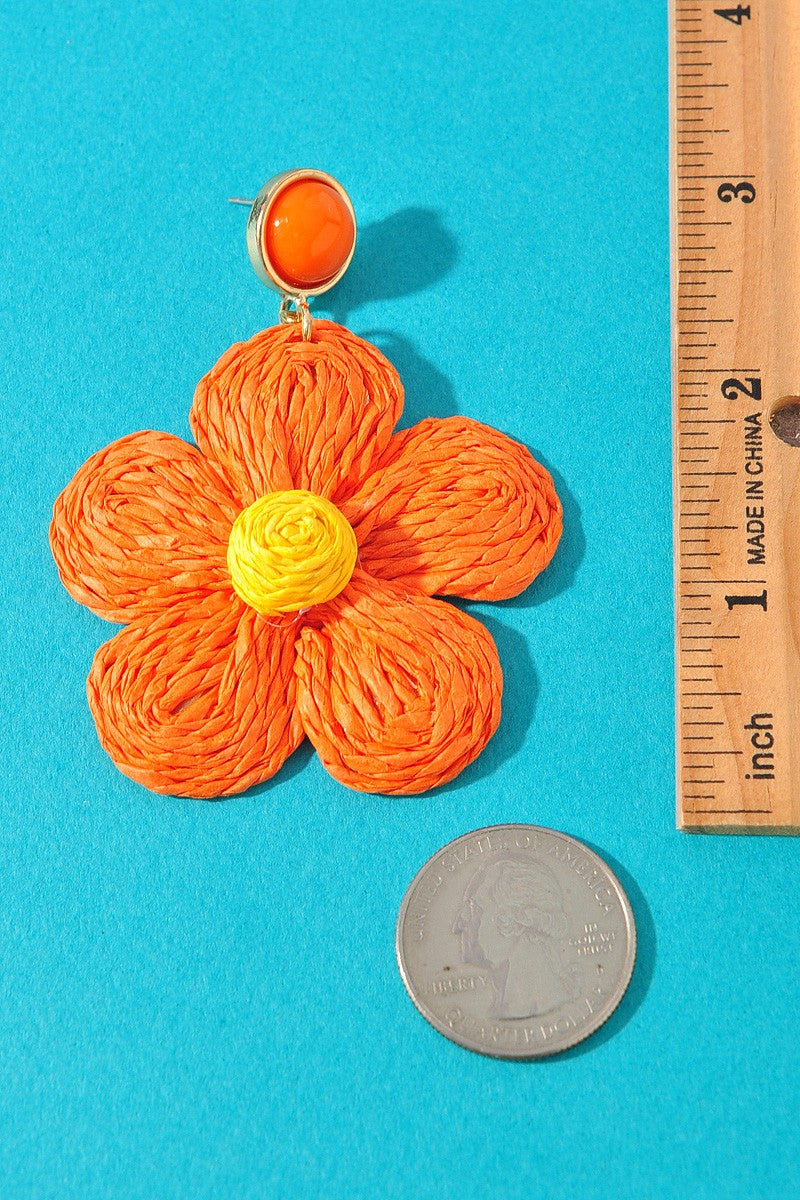 061025 Flower Thread Post Dangle Earrings