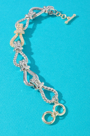 061025 Rhinestone Bow Accent Rope Knot Bracelet