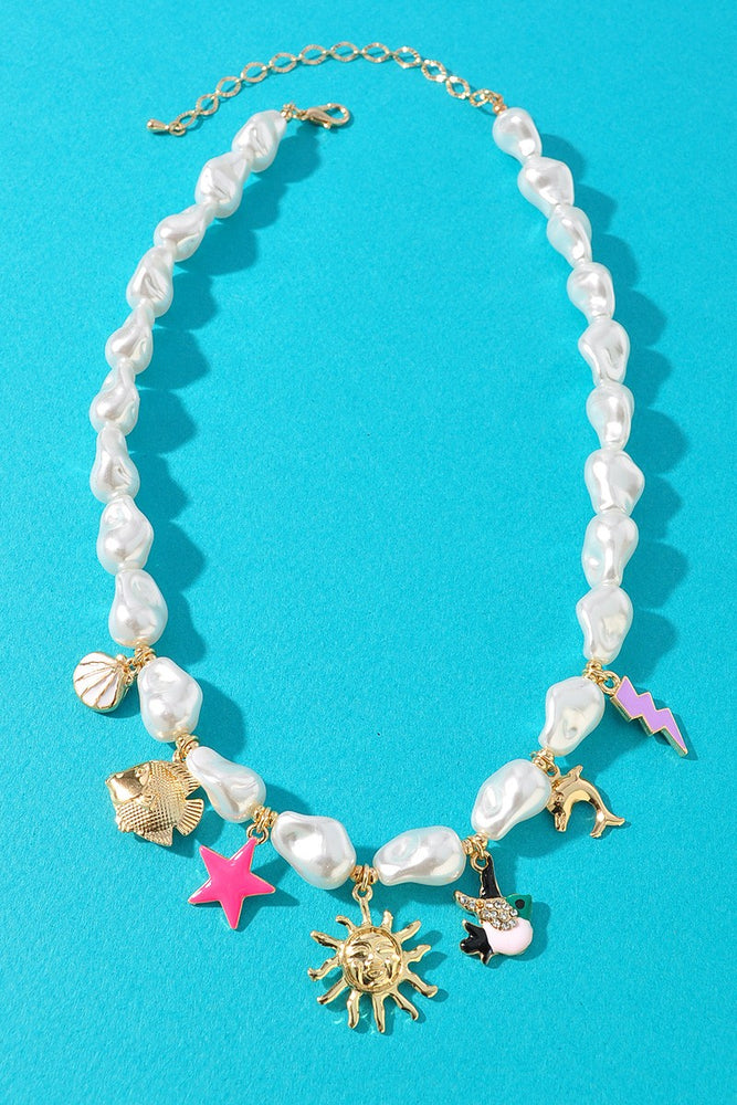 061025 Mixed Charm Pearl Beaded Necklace