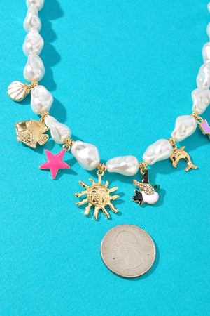 061025 Mixed Charm Pearl Beaded Necklace