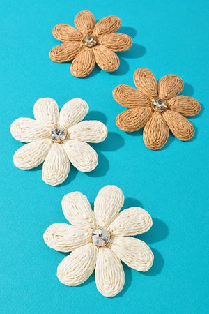 061025 Paper Flower Rhinestone Earrings