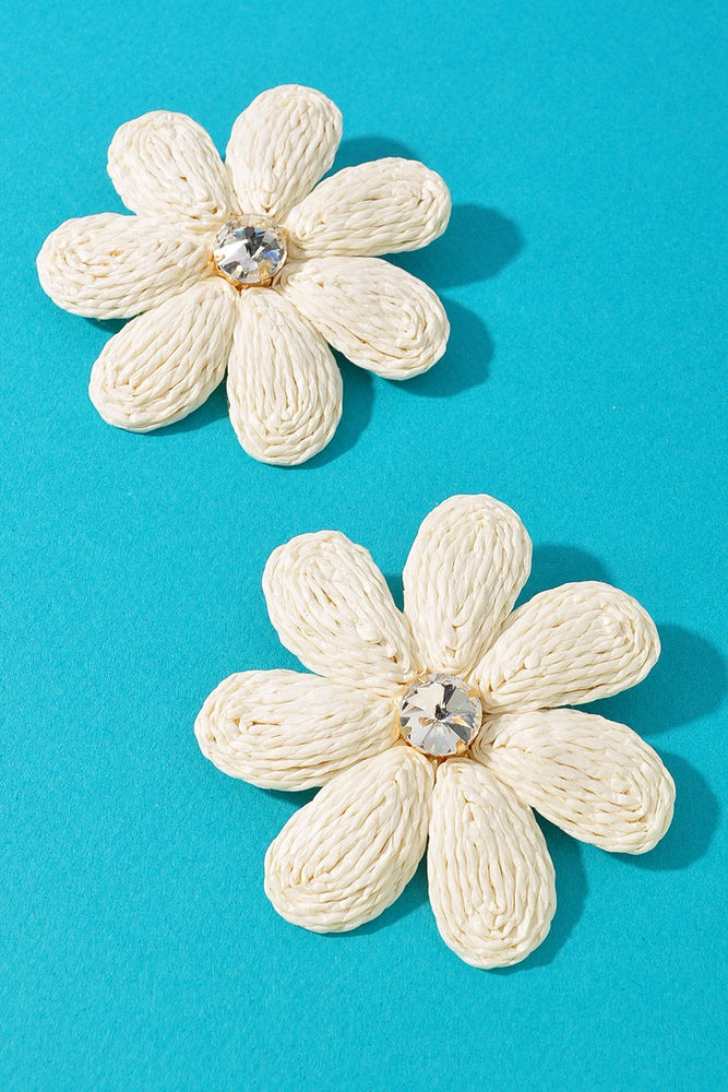 061025 Paper Flower Rhinestone Earrings