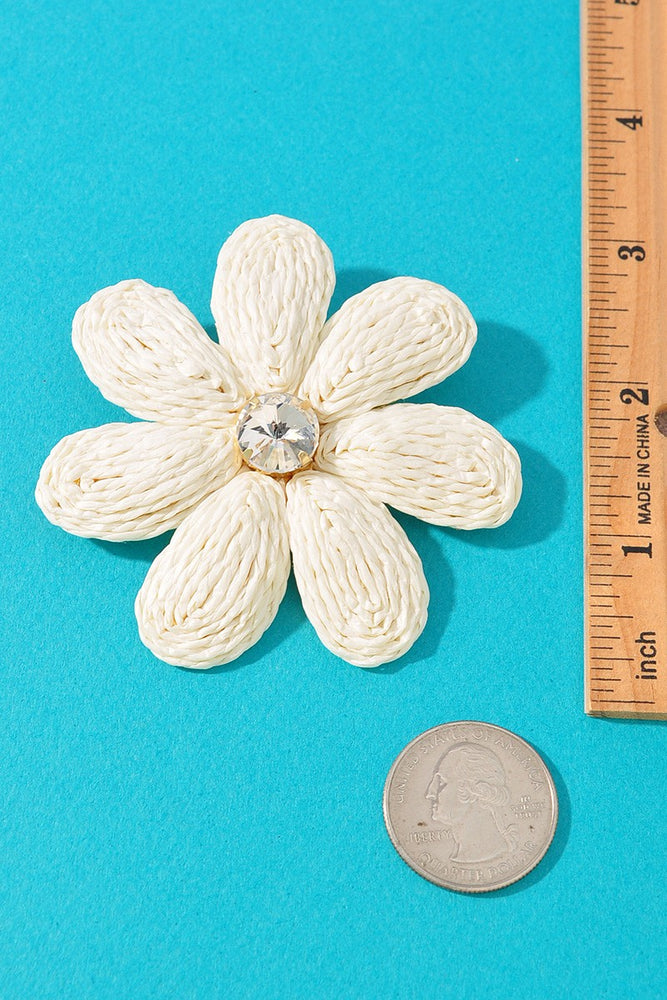 061025 Paper Flower Rhinestone Earrings