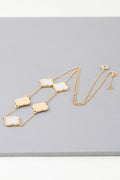 061025 Gold Cream Two Toned Clover Charm Necklace