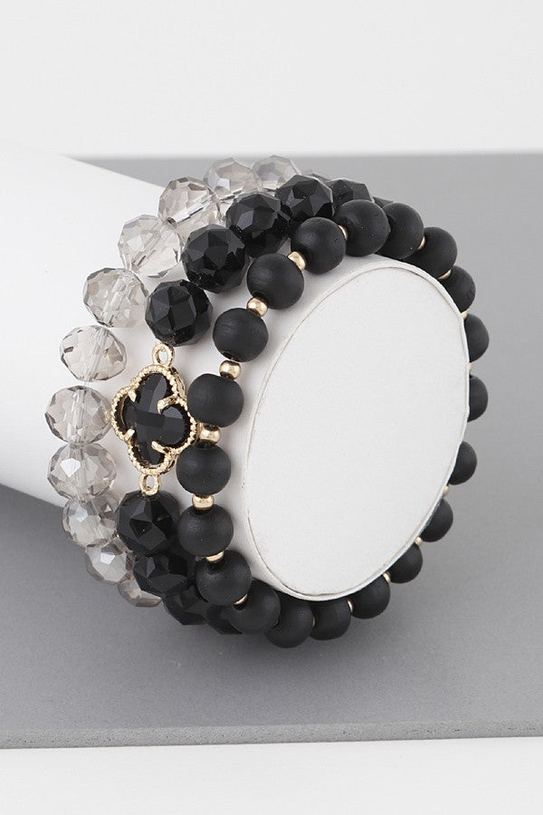 052825 Triple Crystal Clover Bead Bracelet