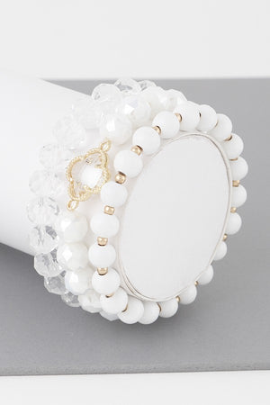 052825 Triple Crystal Clover Bead Bracelet