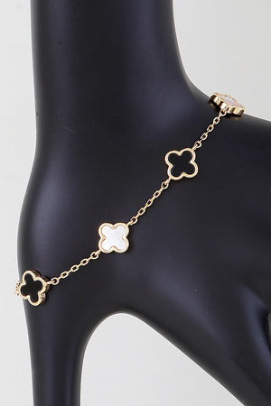061025 Mini Stone Clover Charm Bracelet