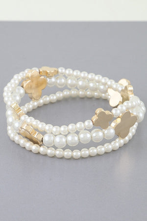 061025 Multi Clove Charm Pearls Bracelet