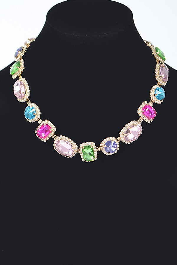 052825 Multi Shape Stone Necklace