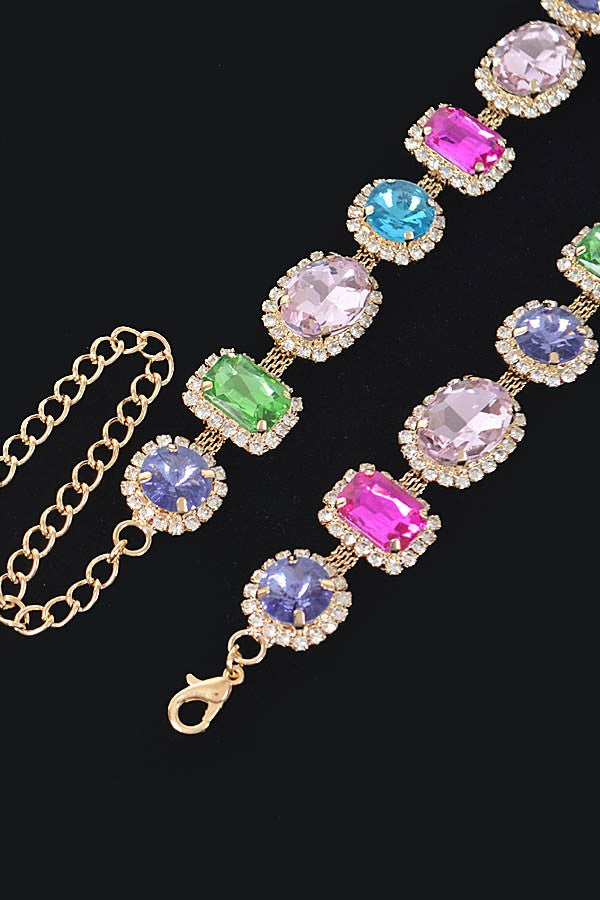 052825 Multi Shape Stone Necklace