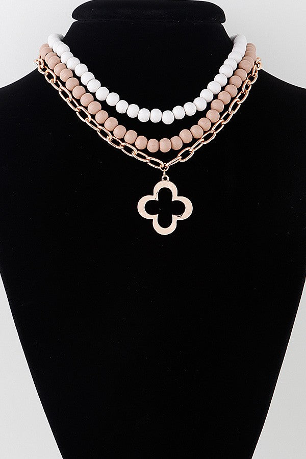 052825 Clover Chain Beaded Necklace