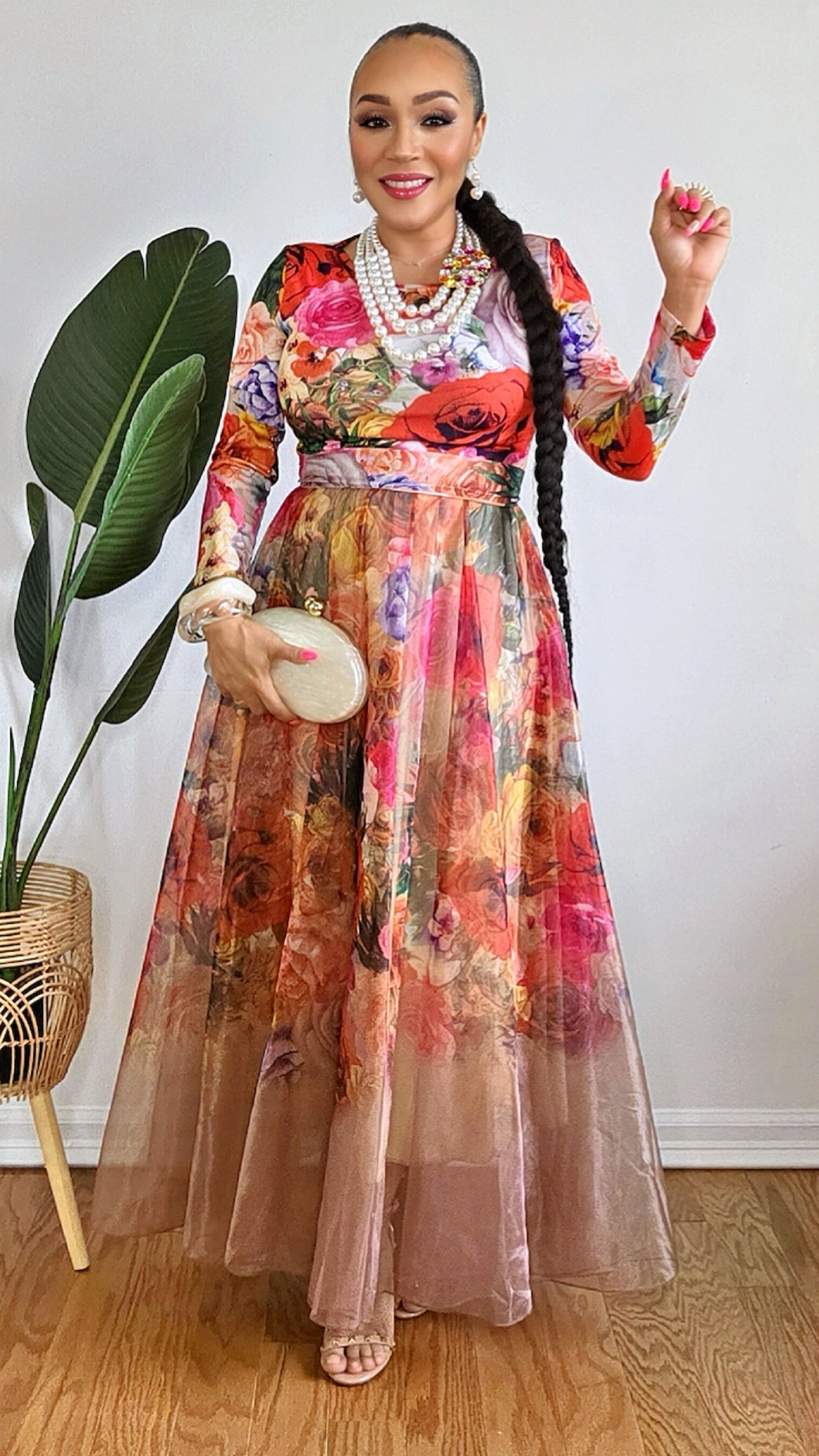 042925  Special Mothers Day Florals Dress/Belt