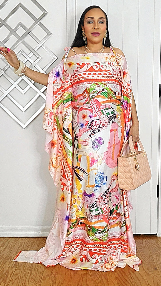 032925 The Monaco Style  Off The Shoulder Satin Boubou Dress