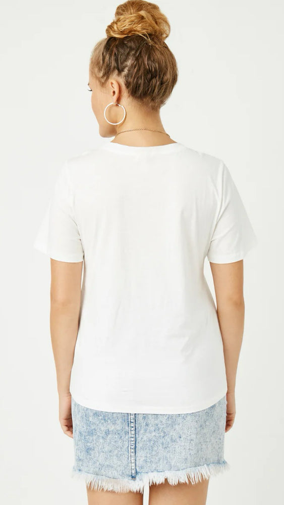 061025 Ivory Short Sleeve SUNSHINE Design Graphic Top