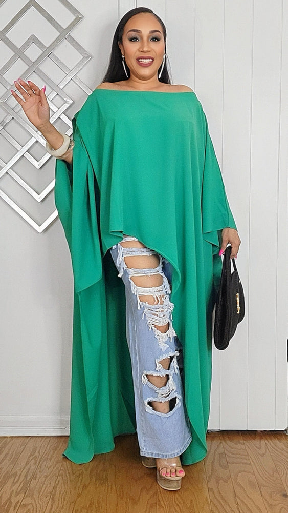030725 The Oversized Asymmetrical Sophia Top- Green