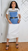 061025 White Tunic Cotton Dress With Denim