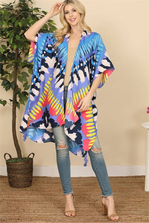 042624 The Multi Colors Short Kimono Duster One size fit all