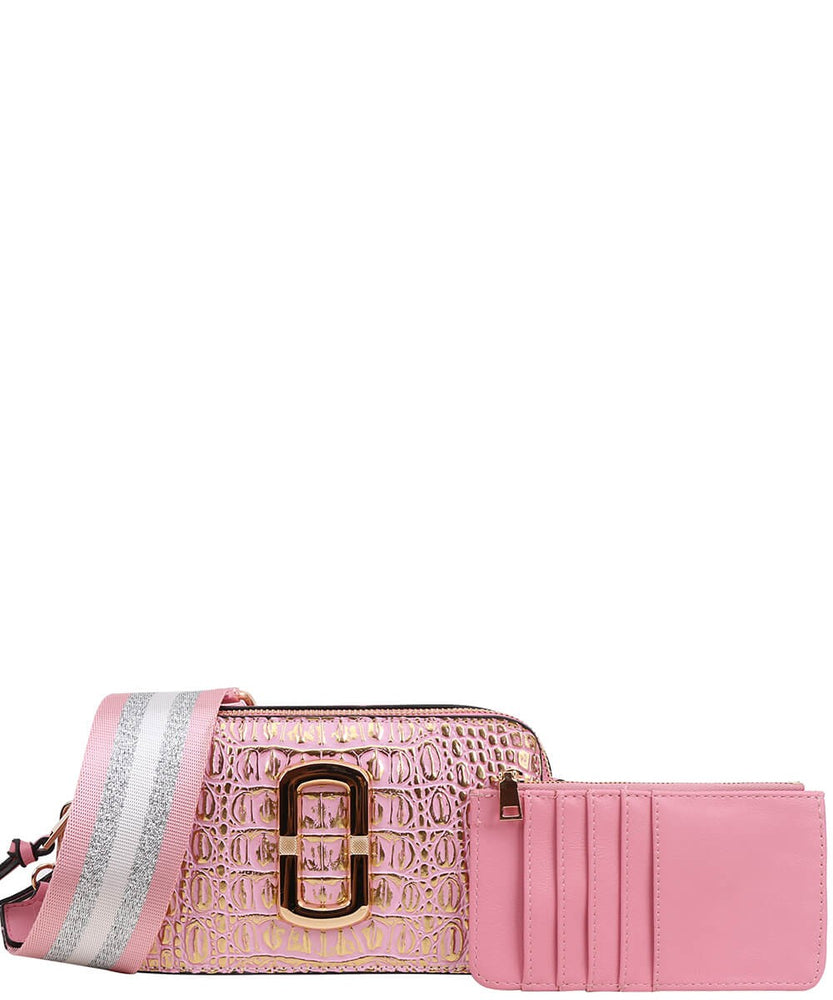 071025 Croc Mini Crossbody Bag With Wallet Set
