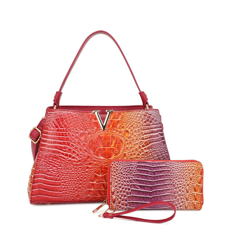 071025 The Croc V-emblem Shoulder Bag W/ Wallet