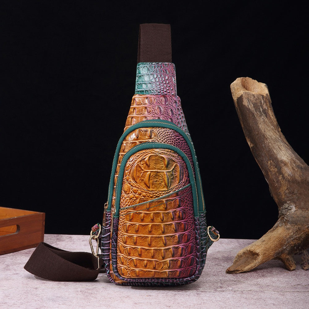 071025 Crocodile Muti Compartment Sling Bag