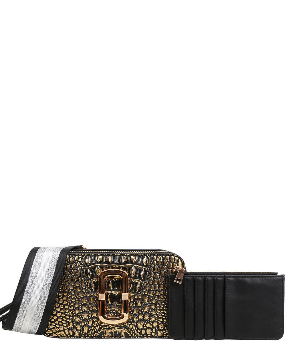 071025 Croc Mini Crossbody Bag With Wallet Set