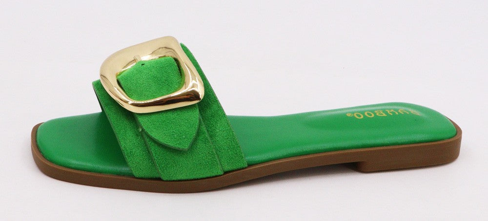 071325 The Green Casual Open Toe Buckle Strap Sandals