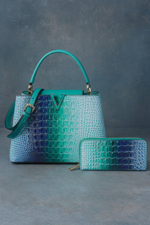 071025  Croc V Emblem Bucket Handbag With Wallet 2in1