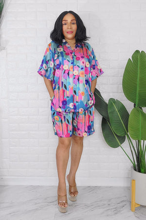 060624 The Pink and Blue Florals Short and Top Set