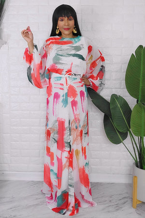 060624 The White Florals Crop Top and Skirt Set