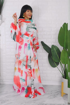 060624 The White Florals Crop Top and Skirt Set