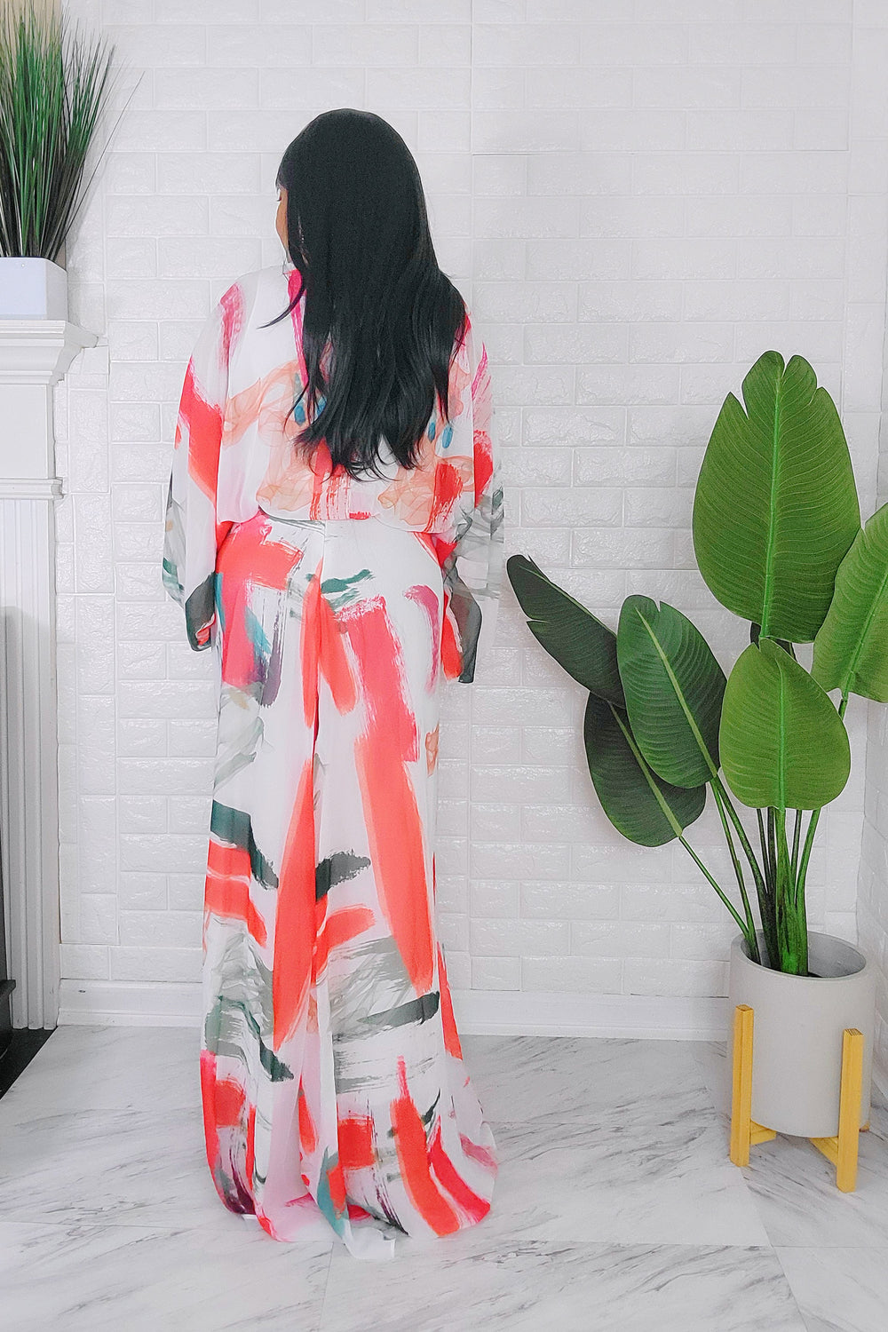 060624 The White Florals Crop Top and Skirt Set