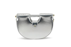 082125 Metallic Sculpted Crescent Shoulder Bag