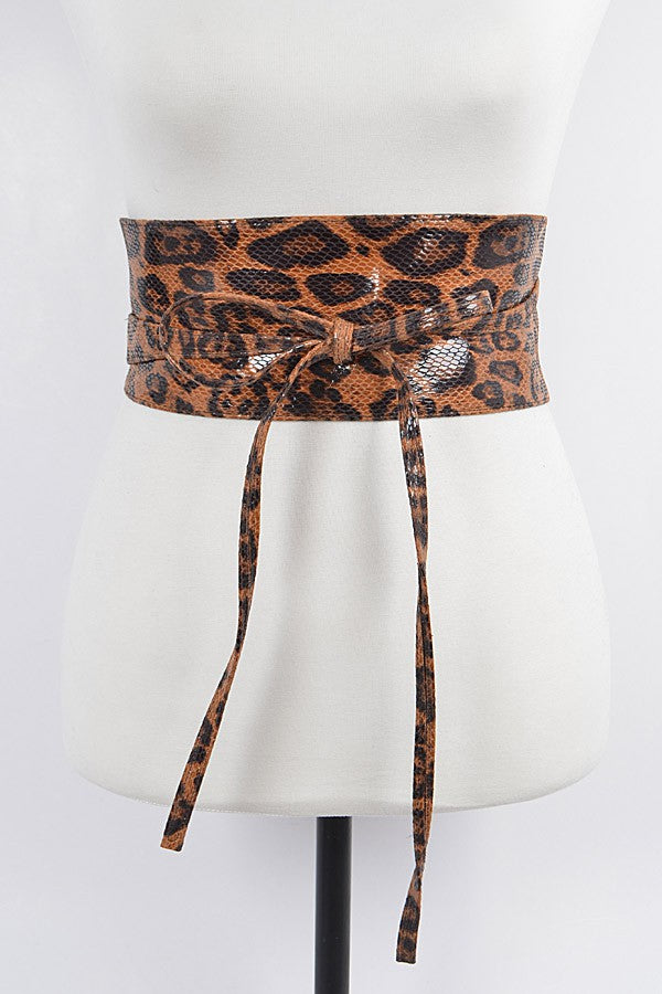 090925 Faux Leopard Print Kimono Belt