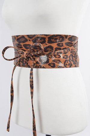 090925 Faux Leopard Print Kimono Belt