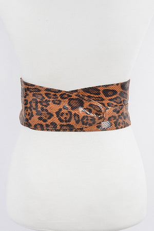 090925 Faux Leopard Print Kimono Belt