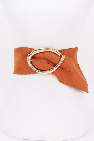 090925 Faux Suede Metal Buckle Belt