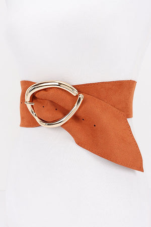 090925 Faux Suede Metal Buckle Belt