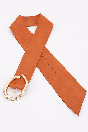 090925 Faux Suede Metal Buckle Belt